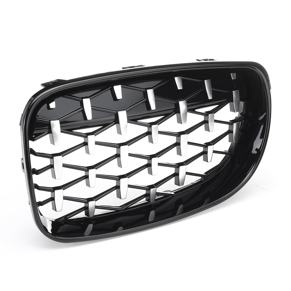 1-Pair-Chrome-Glossy-Black-Front-Kidney-Grilles-Diamond-Style-For-BMW-1-Series-E81-E82-E87-E88-2008--1789694