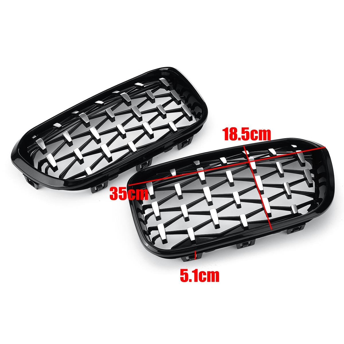 1-Pair-Glossy-Black-Chrome-Front-Kidney-Grille-Diamond-Style-For-BMW-F20-F21-1-Series-2015-2017-1789736