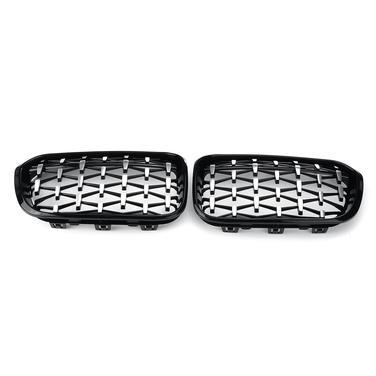 1-Pair-Glossy-Black-Chrome-Front-Kidney-Grille-Diamond-Style-For-BMW-F20-F21-1-Series-2015-2017-1789736