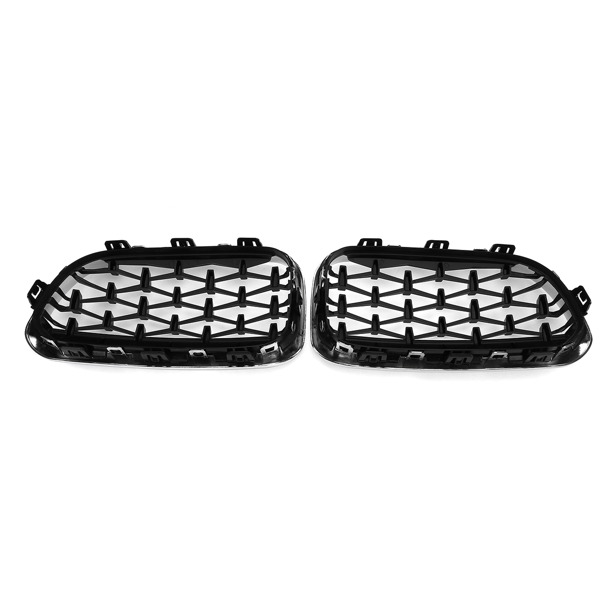 1-Pair-Glossy-Black-Chrome-Front-Kidney-Grille-Diamond-Style-For-BMW-F20-F21-1-Series-2015-2017-1789736