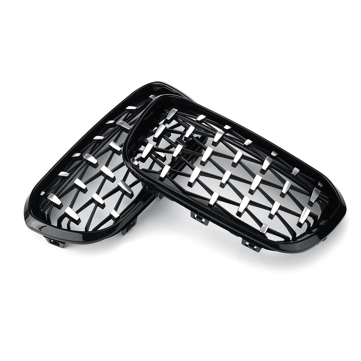 1-Pair-Glossy-Black-Chrome-Front-Kidney-Grille-Diamond-Style-For-BMW-F20-F21-1-Series-2015-2017-1789736