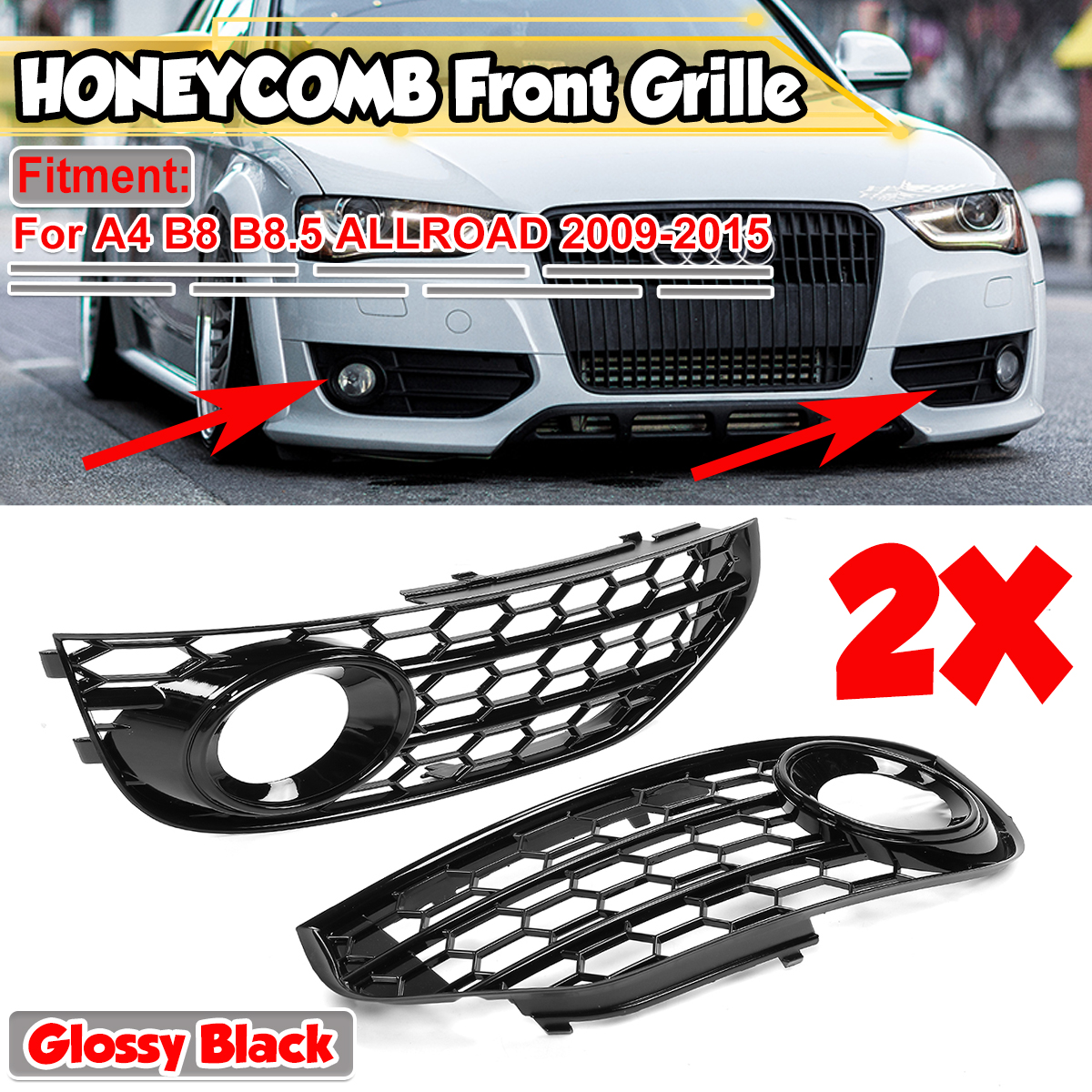 1-Pair-Honeycomb-Front-Grill-Bumper-Fog-Light-Cover-Grille-For-Audi-A4-B8-B85-ALLROAD-2009-2015-1806676