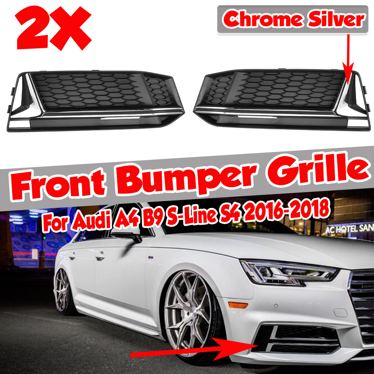 1-Pair-Honeycomb-Front-Grill-Grille-Bumper-Fog-Light-Cover-For-Audi-A4-B9-S-Line-S4-2016-2018-1806678