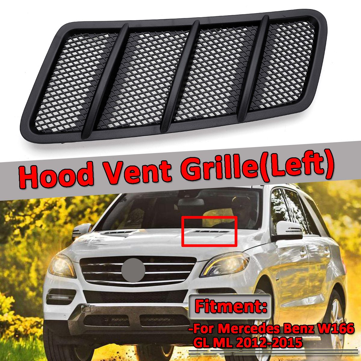 1PC-Left-Black-Hood-Vent-Grille-For-Mercedes-Benz-W166-GL-GL350-GL450-GL550-ML-ML350-ML550-2012-2015-1780000