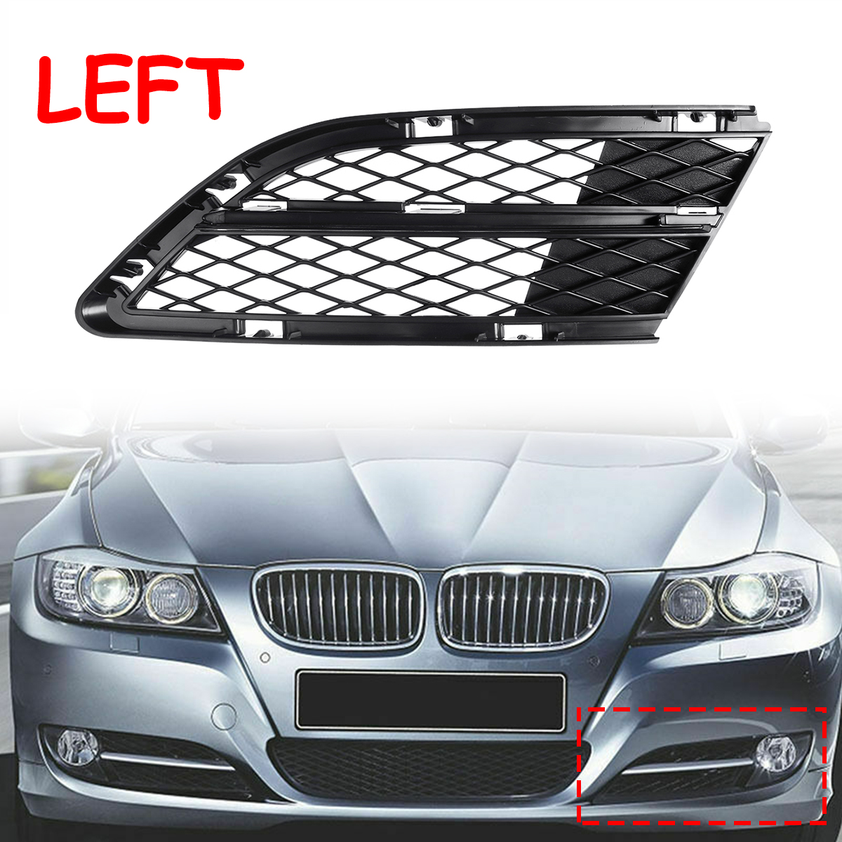 1PC-Left-Front-Bumper-Lower-Fog-Light-Grille-Mesh-Grill-For-BMW-E90-325i-328i-335i-E91-2008-2012-1812600