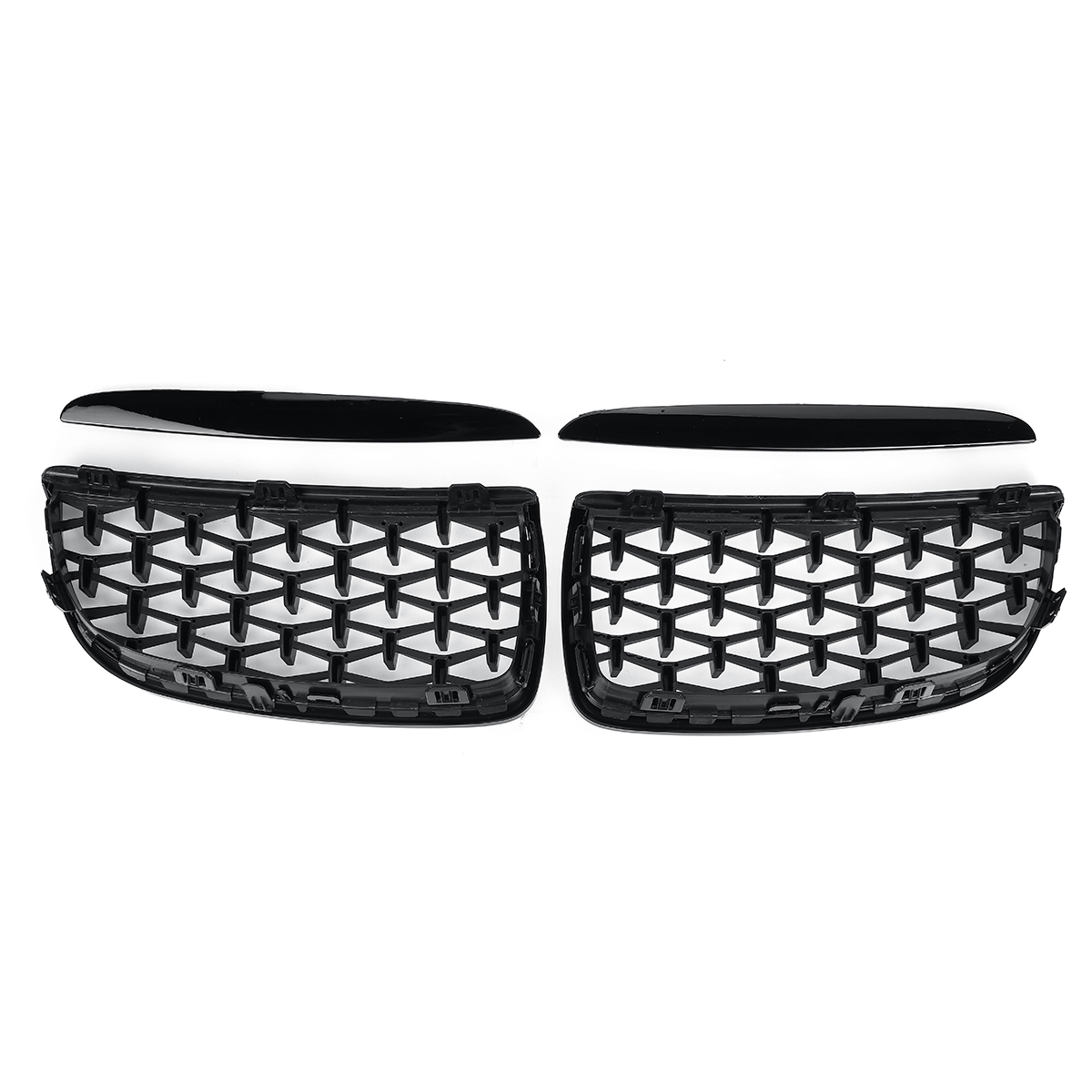 1Pair-Front-Kidney-Grill-Grilles-Diamond-Mesh-Upper-Hood-Eyelids-For-BMW-E90-E91-1763195