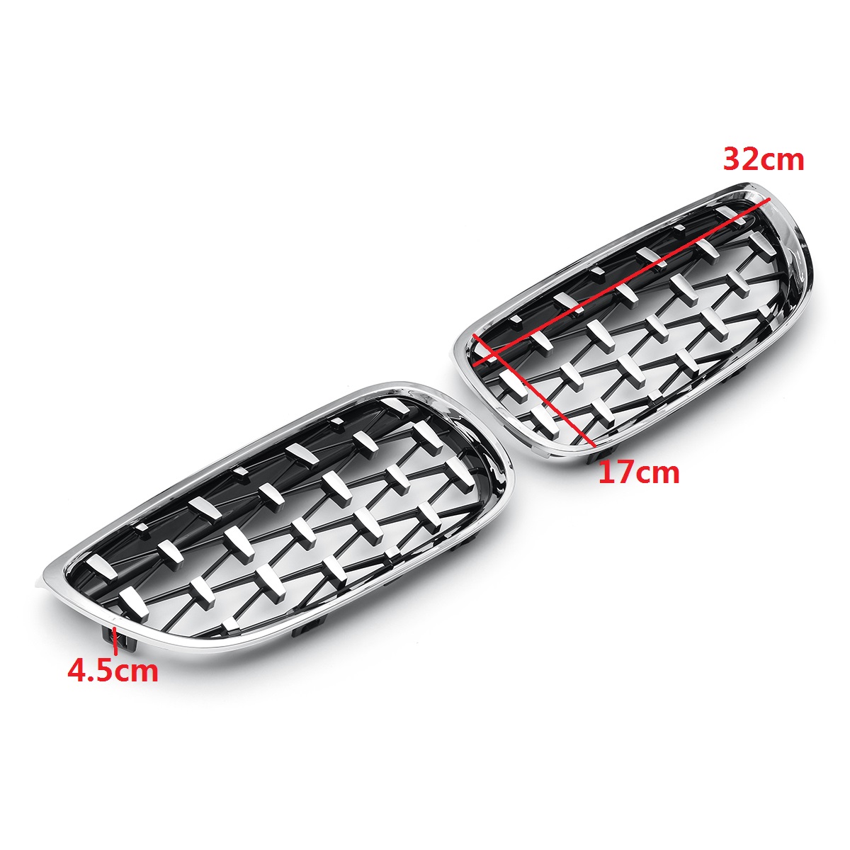 2PCS-Front-Grill-Grille-Chrome-Diamond-Meteor-For-BMW-3-Series-E90-E92-1781210