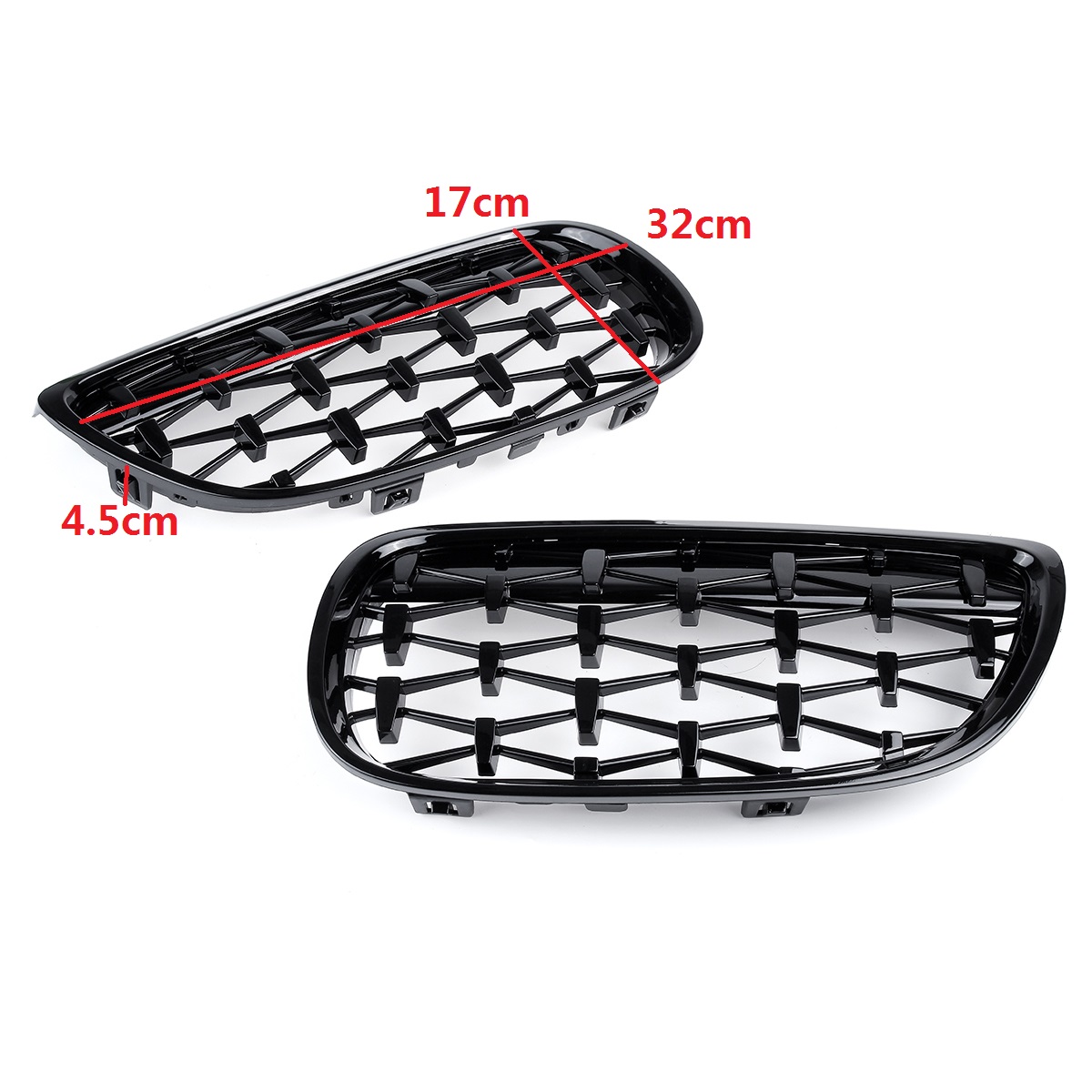 2PCS-Front-Grille-Girll-Black-Diamond-Meteor-For-BMW-3-Series-E90-E92-E93-2006-2010-1781211