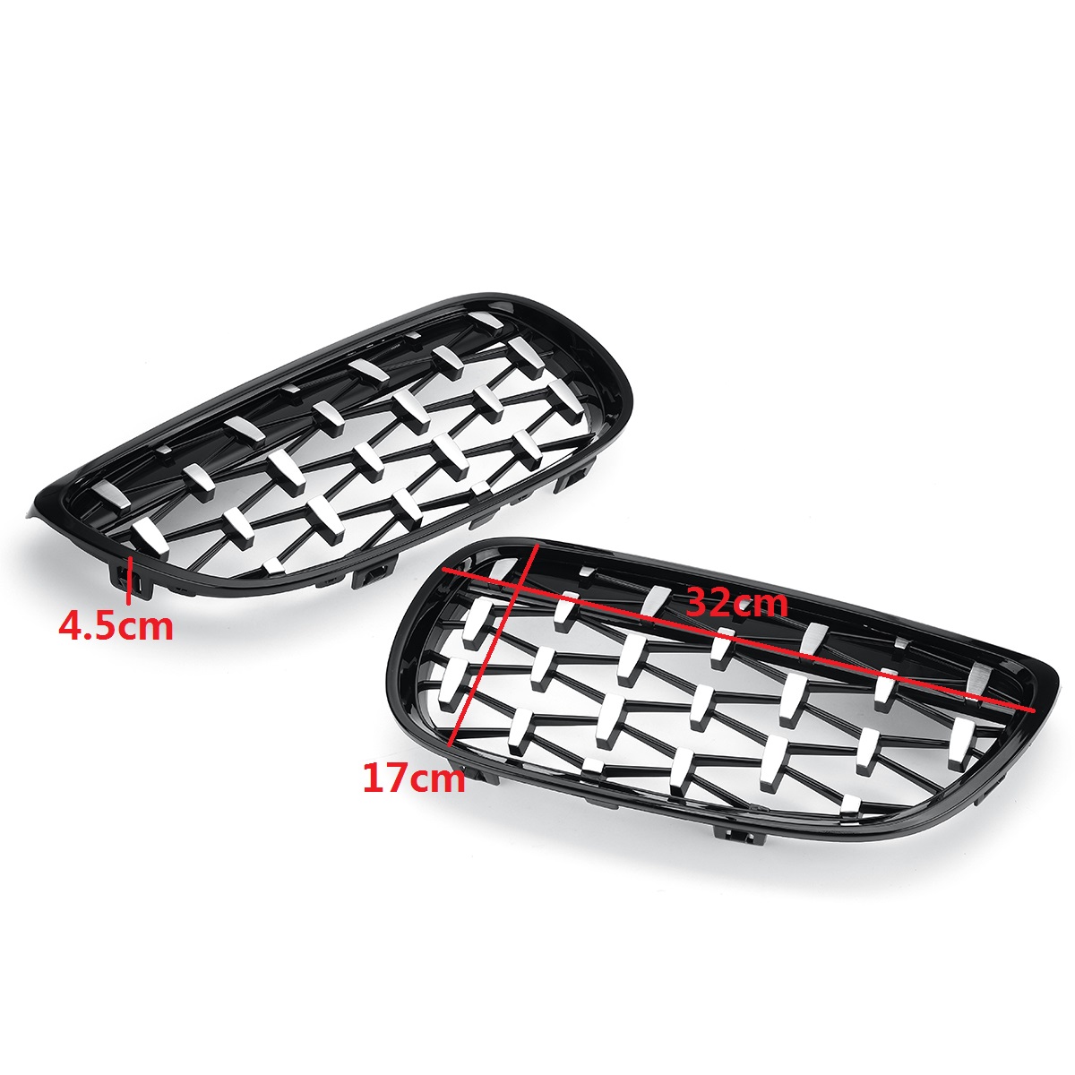 2PCS-Front-Grille-Grill-BlackChrome-Diamond-Style-For-BMW-3-Series-E90-E92-E93-1781209