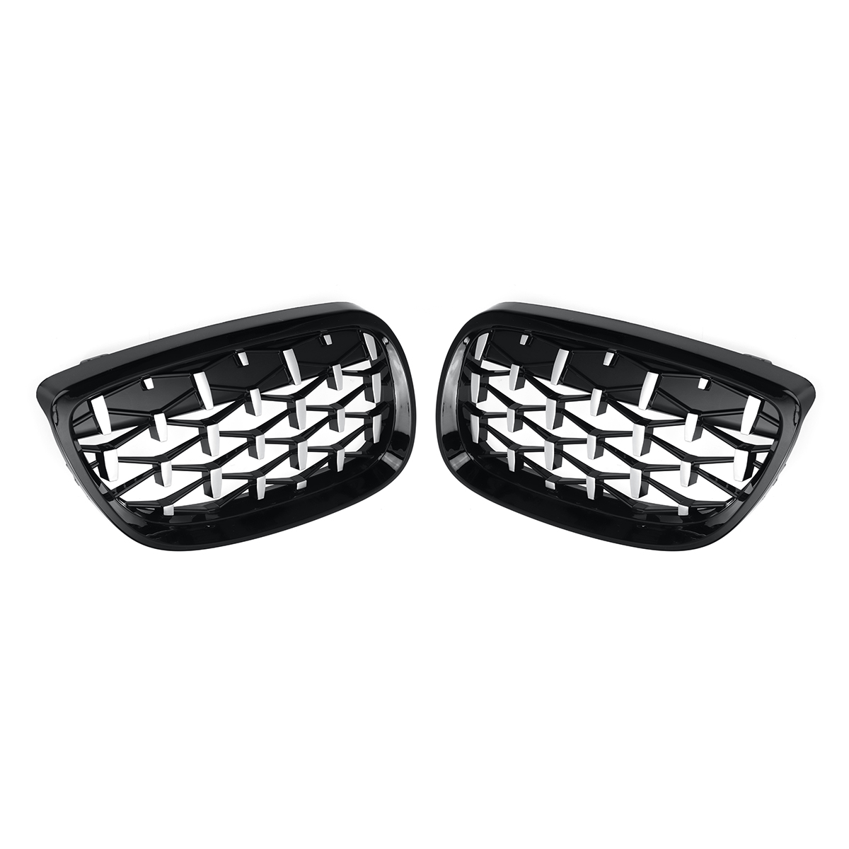 2PCS-Front-Grille-Grill-BlackChrome-Diamond-Style-For-BMW-3-Series-E90-E92-E93-1781209