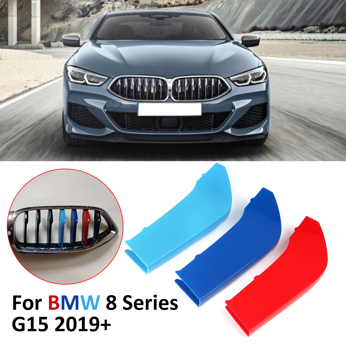 3PCS-Grill-Cover-Trim-Car-Modification-Insert-Stickers-Clip-Strip-For-BMW-8-Series-G15-2019-1799280