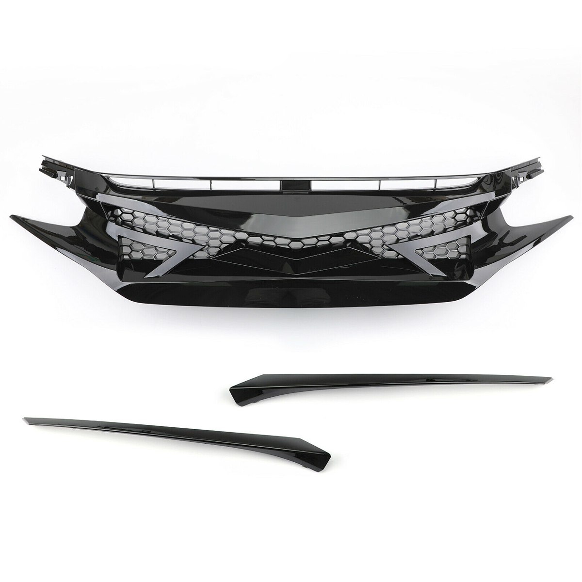 Battle-Style-Out-Front-Hood-Grille-For-16-19-Civic-10TH-GEN-GLOSS-BLK-JDM-1530822