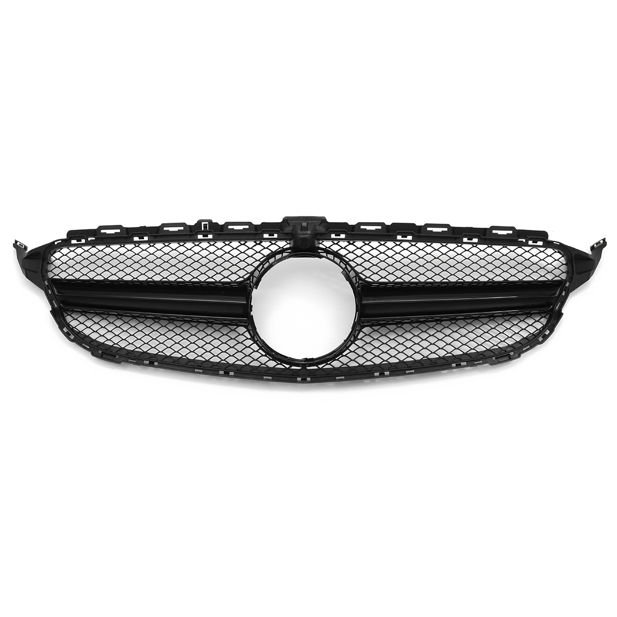 Black-AMG-C63-Style-Grill-Grille-For-Mercedes-Benz-W205-C250-C350-15-18-With-Camera-1535368