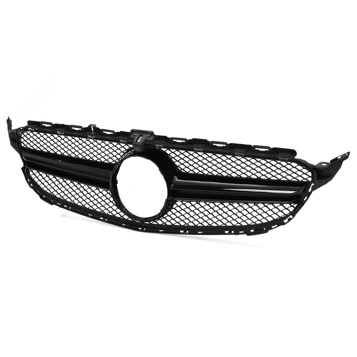 Black-AMG-C63-Style-Grill-Grille-For-Mercedes-Benz-W205-C250-C350-15-18-With-Camera-1535368