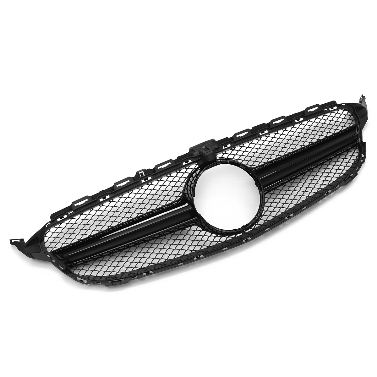 Black-AMG-C63-Style-Grill-Grille-For-Mercedes-Benz-W205-C250-C350-15-18-With-Camera-1535368