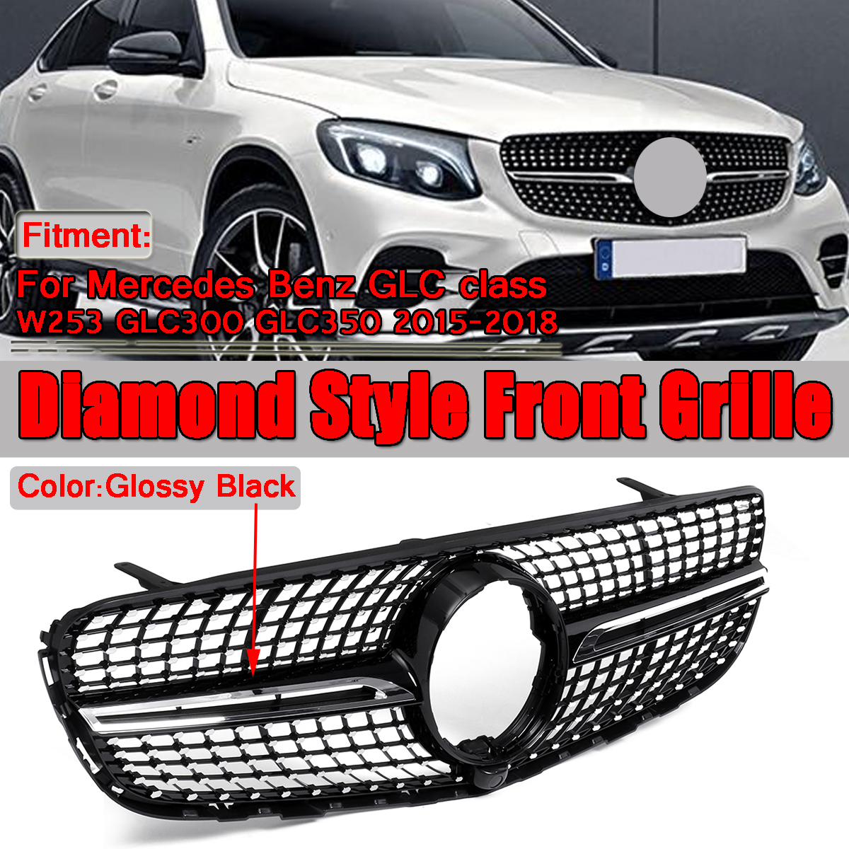 Black-Diamond-Front-Grille-Grill-For-Mercedes-Benz-GLC-WX253-GLC300-GLC350-2015-2019-1550015