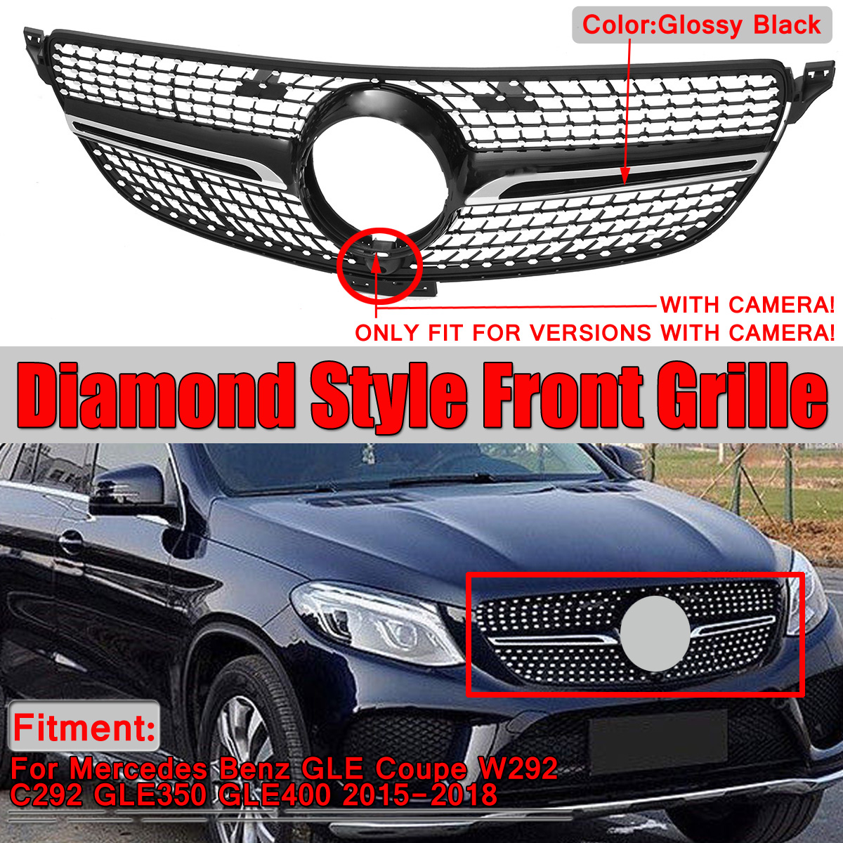 Black-Diamond-Front-Grille-Grill-For-Mercedes-Benz-GLE-Coupe-W292-C292-GLE350-2015-18-1536173