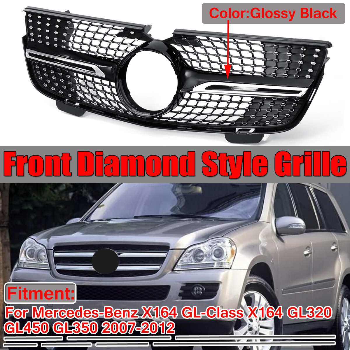 Black-Diamond-Style-Front-Grille-Grill-For-Mercedes-Benz-GL-Class-X164-GL320350450-1568510