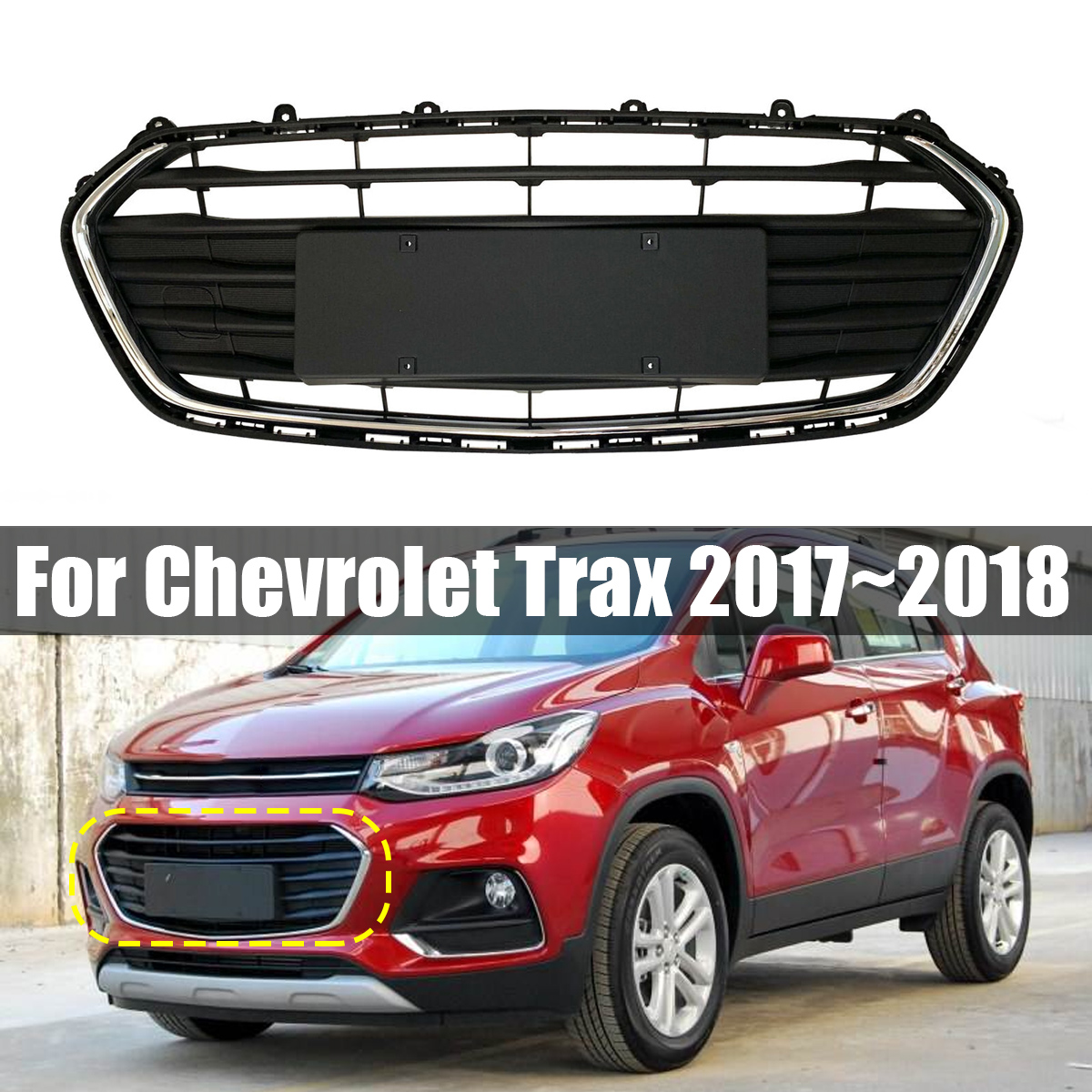 Black-Front-Bumper-Grill-Lower-Grille-Trim-Cover-For-Chevrolet-Trax-2017-2018-1538108