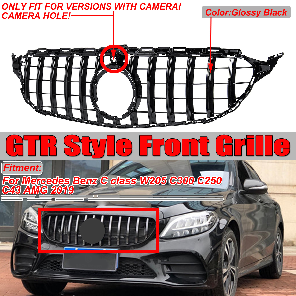 Black-GT-R-AMG-Style-Grill-Grille-Front-Bumper-For-Mercedes-Benz-W205-C250-C300-2019-1545049