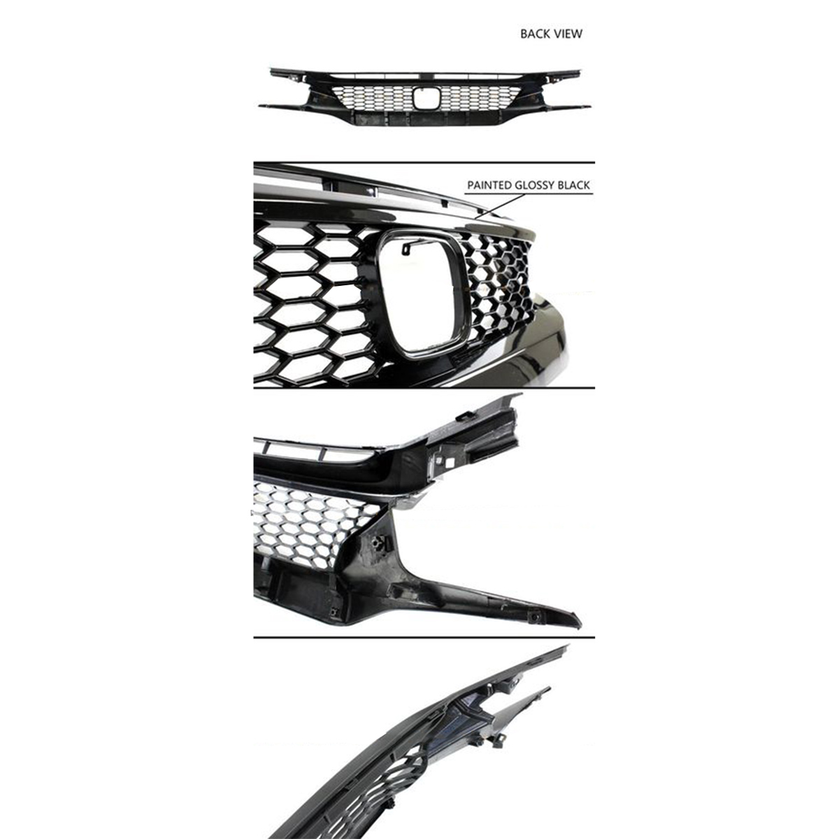 CTR-Style-Glossy-Black-Mesh-Front-Hood-Grille-For-HONDA-CIVIC-2016-18-10th-Gen-JDM-1580050