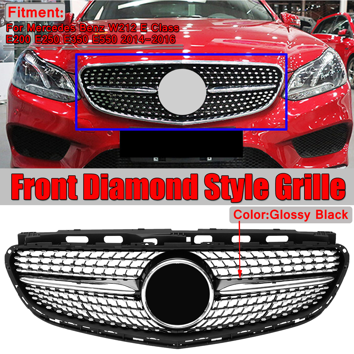 Car-Diamond-Style-Front-Grille-Grill-For-Mercedes-Benz-W212-E-Class-E200-E250-E350-E550-2014-2016-1636473