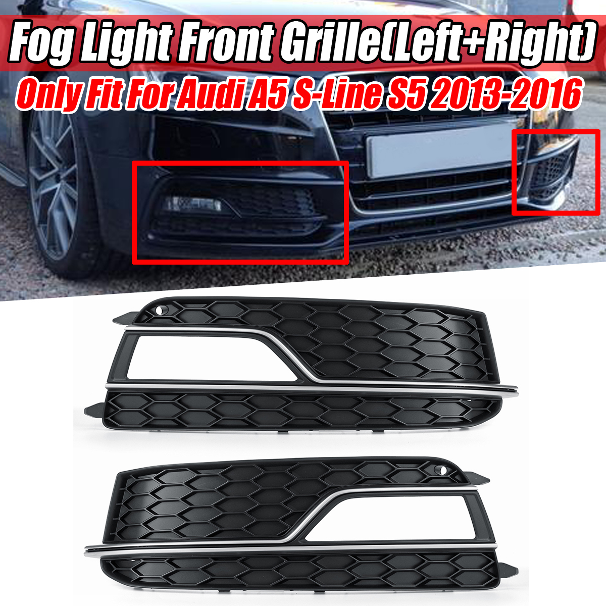 Chrome-Sliver-Front-Fog-Light-Lamp-Cover-Grille-For-Audi-A5-S-Line-S5-2013-2016-1700164