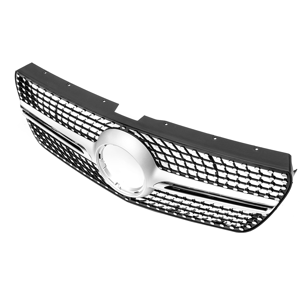 Diamond-Look-Front-Bumper-Grille-Grill-Silver-For-Mercedes-Benz-Vito-2015-2018-1510977