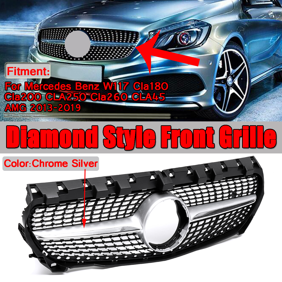 Diamond-Style-ABS-Front-Grille-for-Benz-W117-Cla180-200-250-260-45-AMG-2013-2019-1390720