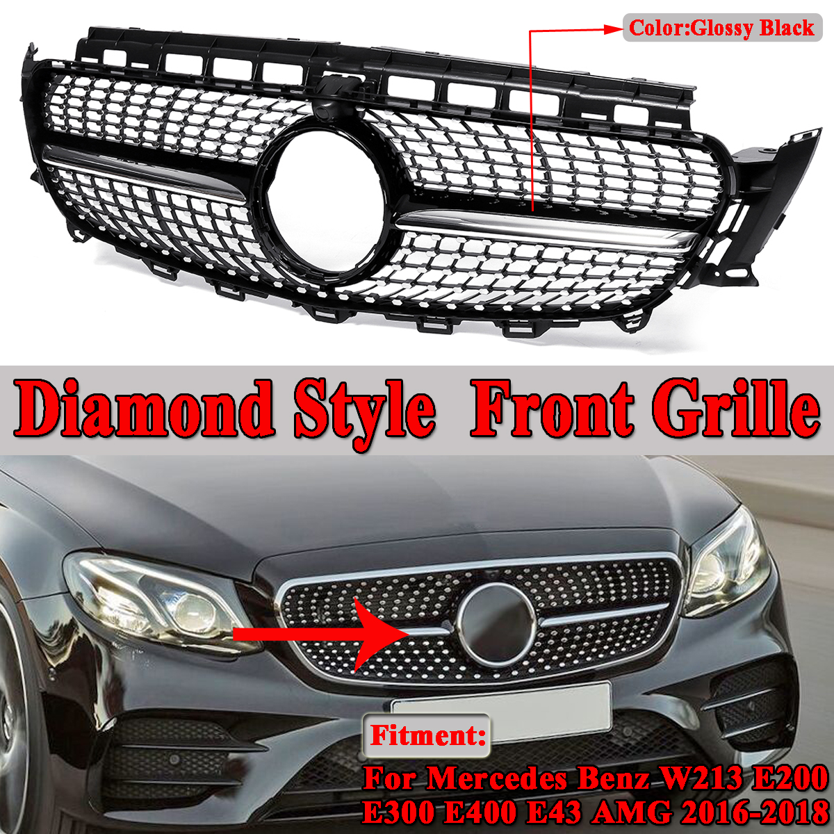 Diamond-Style-Front-Grille-Grill-For-2016-2018-Mercedes-Benz-W213-E200-E300-E400-E43-AMG-1680962