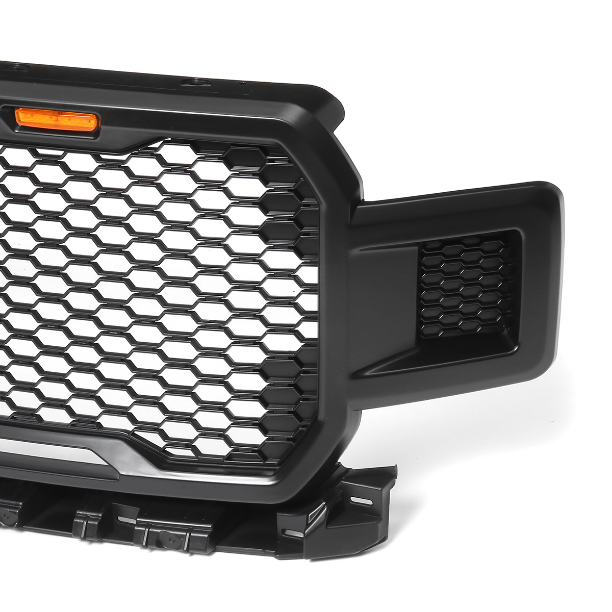 For-Ford-F150-2018-2019-Raptor-Style-Front-Grille-Grill-Black-Amber-LED-Lights-1489990