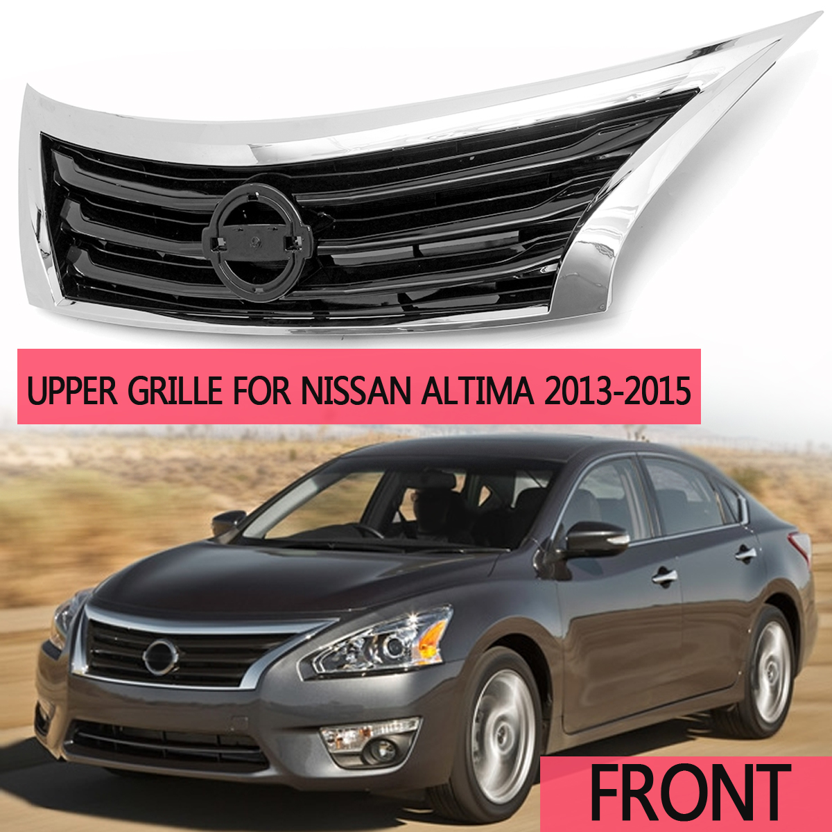For-Nissan-Altima-2013-2014-2015-Chrome-Front-Hood-Bumper-Upper-Grille-Grill-1482632
