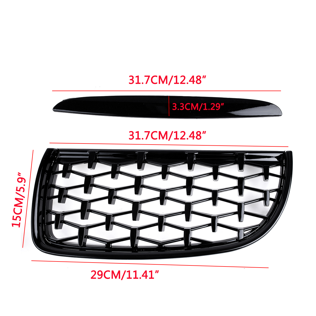 Front-Bumper-Hood-Grille-Eyelids-Dual-Slat-Diamond-Style-Glossy-Black-For-BMW-3-Series-E90-E91-05-08-1812792