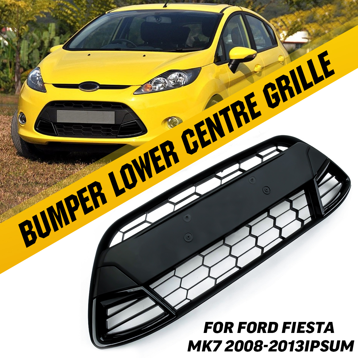 Front-Bumper-Lower-Centre-Grille-For-Ford-Fiesta-Mk7-2008-2013-All-Black-Asian-Style-Sport-1702991