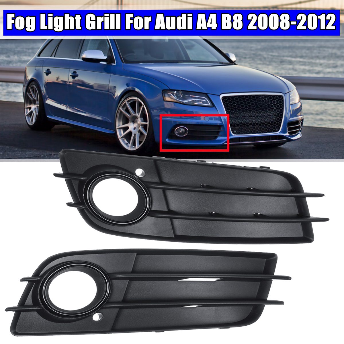 Front-Fog-Light-Grille-Grill-Cover-with-Balck-Halo-LeftRight-For-Audi-A4-B8-S-Line-2008-2012-1664356