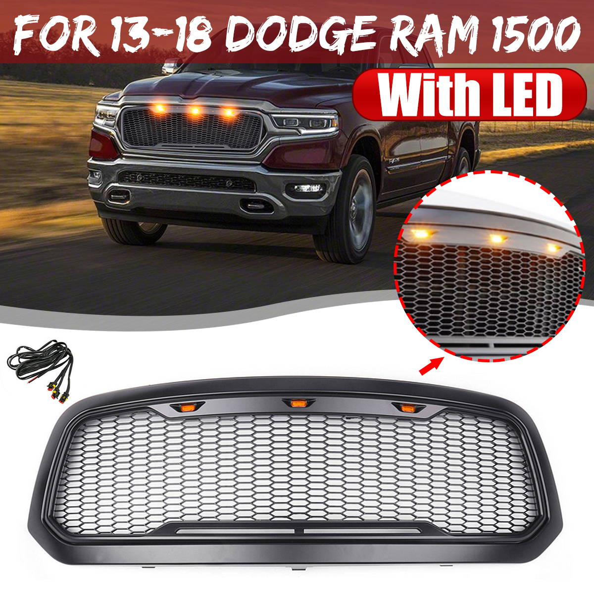 Front-Grille-ABS-Honeycomb-Bumper-Grill-With-LED-For-Dodge-Ram-1500-2013-2018-1570093