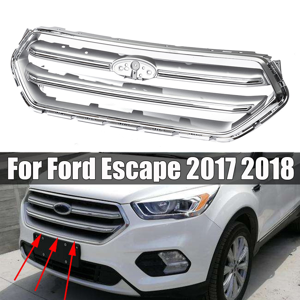 Front-Hood-Grille-Silver-Chrome-Upper-Bumper-Grill-For-Ford-Escape-2017-2018-1576708