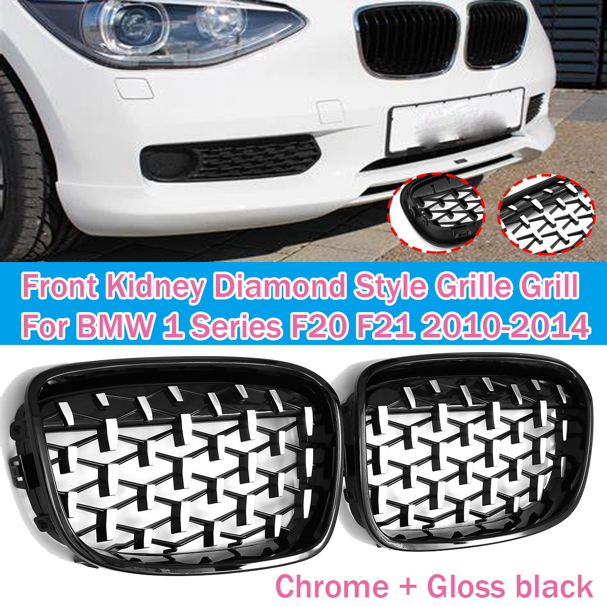 Front-Kidney-Diamond-Style-Grille-Grill-For-BMW-1-Series-F20-F21-10-11-12-13-14-1781215