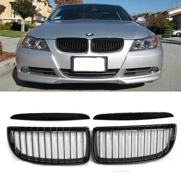 Front-Kidney-Grille-Grill-Gloss-Black-For-BMW-E90-3-Series-Sedan-2005-2008-1378933