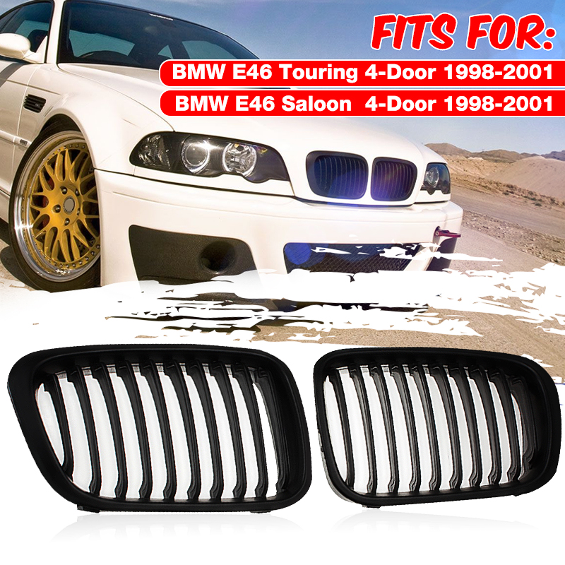 Front-Kidney-M-Sport-Grilles-Grill-Matte-Black-for-BMW-E46-3-Series-Touring-Saloon-Compact-4D-4-Door-46003