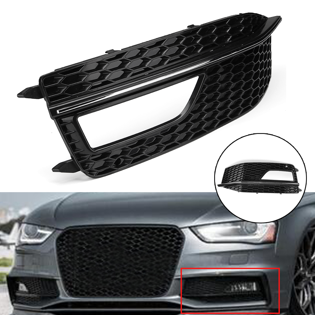 Front-Left-Side-Lower-Bumper-Fog-Light-Grille-Cover-For-Audi-A4-B8-S4-S-line-1700172