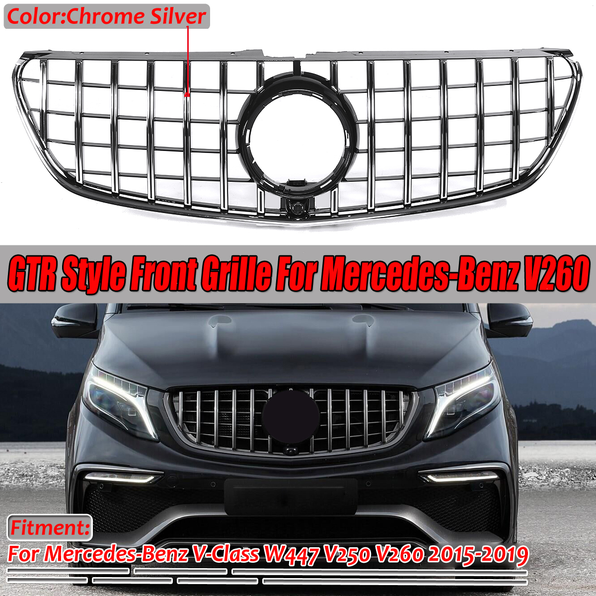 GT-R-Front-Upper-Grille-Grill-For-Mercedes-Benz-V-Class-W447-V250-V260-2015-2018-1794542