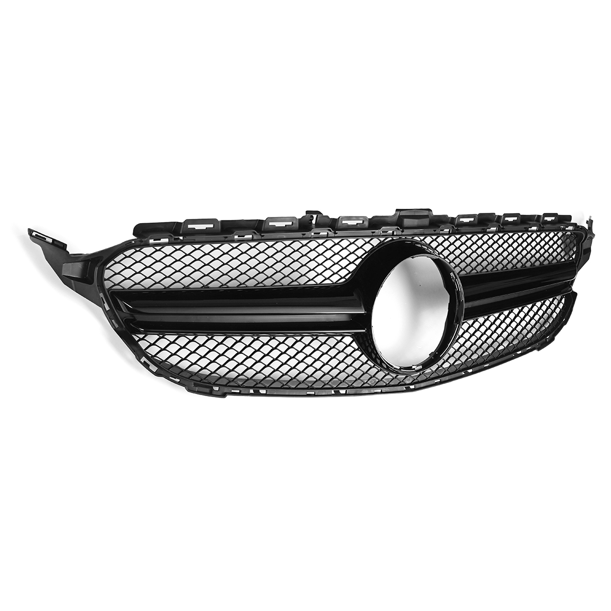 Gloss-Black-Front-Bumper-Mesh-Grille-Grill-For-Mercedes-C-Class-W205-15-18-1396753