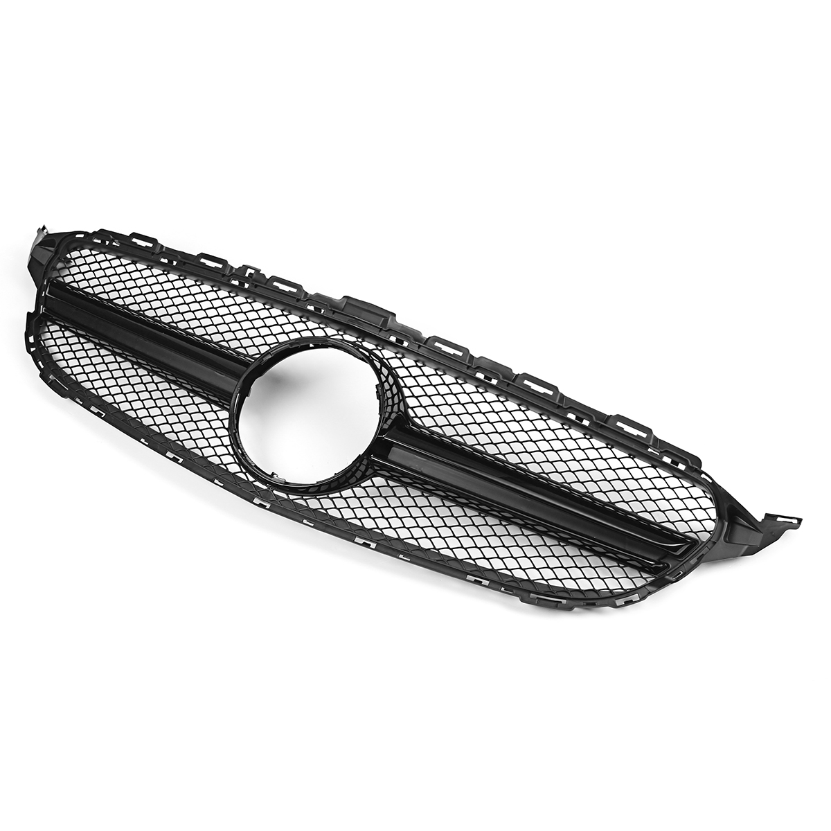 Gloss-Black-Front-Bumper-Mesh-Grille-Grill-For-Mercedes-C-Class-W205-15-18-1396753