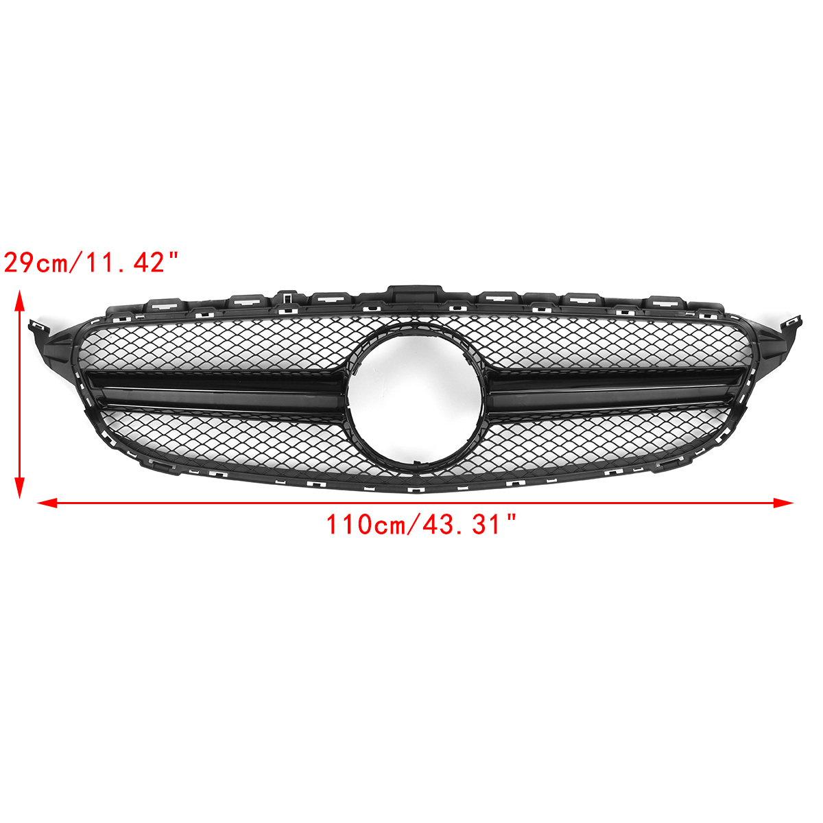 Gloss-Black-Front-Bumper-Mesh-Grille-Grill-For-Mercedes-C-Class-W205-15-18-1396753