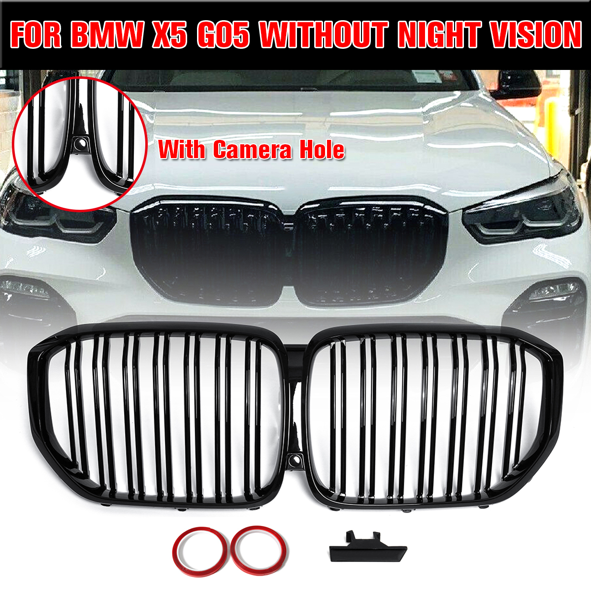 Glossy-Black-Front-Kidney-Grill-Grille-Night-Vision-For-BMW-X5-G05-2019-1560871