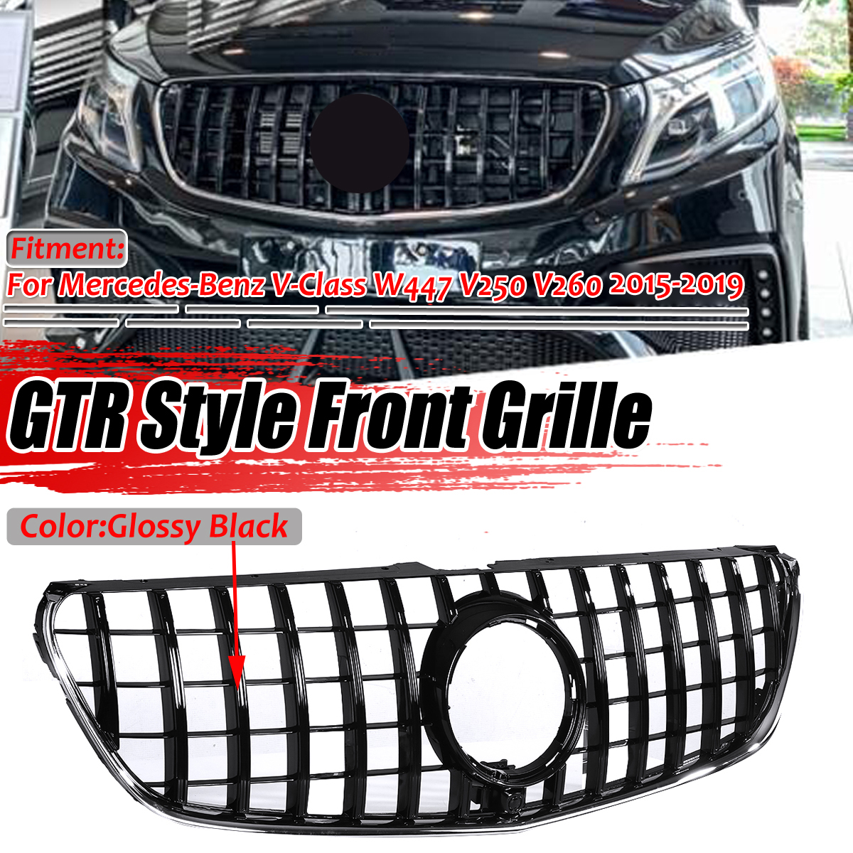 Glossy-Black-GTR-Style-Front-Grill-Grille-For-Mercedes-Benz-V-Class-W447-V250-V260-2015-2018-1794540