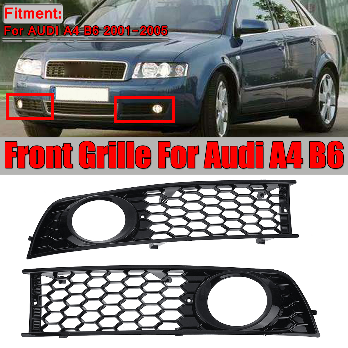 Honeycomb-Hex-Mesh-Frnot-Fog-Light-Open-Vent-Grill-Grille-For-AUDI-A4-B6-2001-2005-1664277