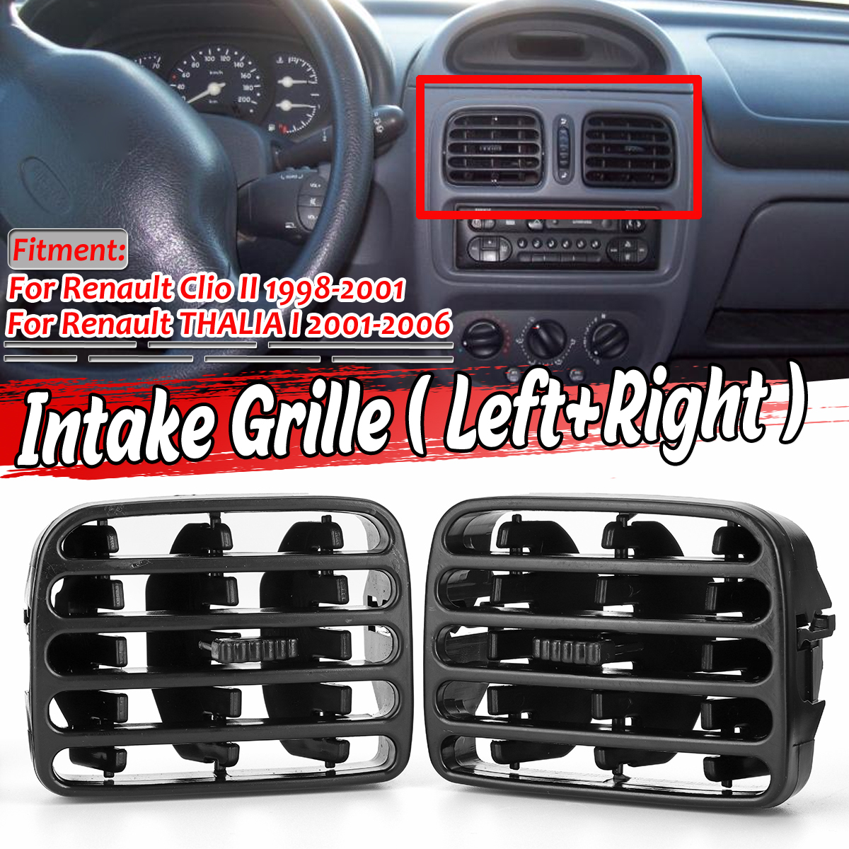 Interior-Center-Air-Vent-Air-Jet-Intake-Grille-For-Renault-Clio-II-1998-2001-THALIA-I-2001-2006-1691498