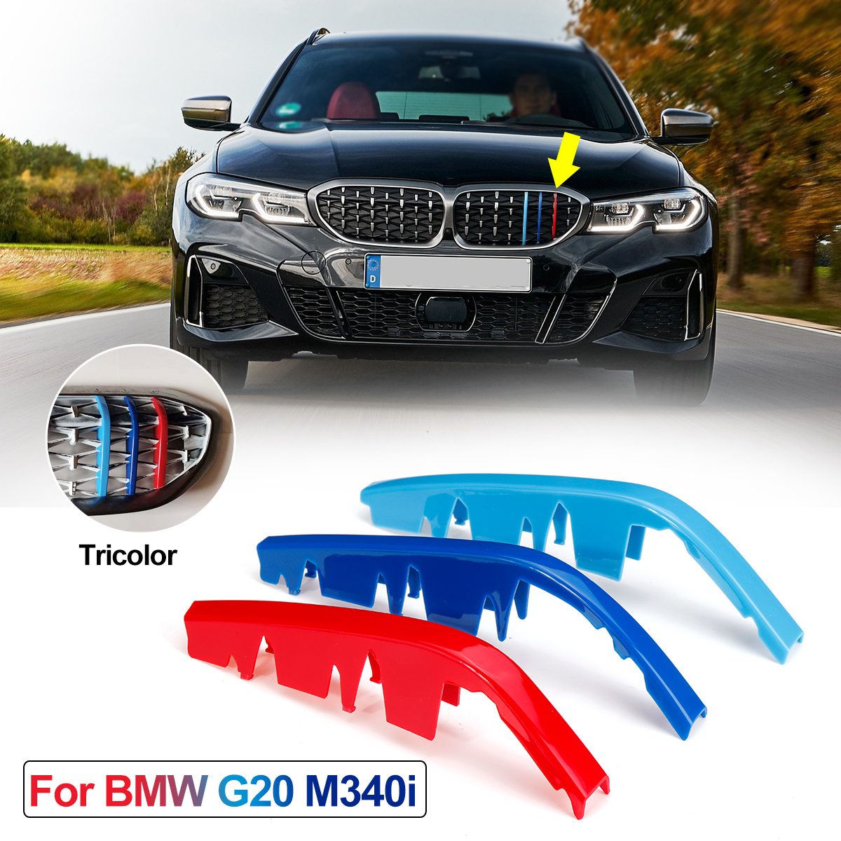 M-Color-Strip-Front-Kidney-Grille-Cover-Clip-Trim-Insert-For-BMW-G20-M340i-1784704